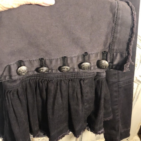 Free People Double Breasted Gray Denim Peplum Skirt Military Jacket Size Small P - Picture 7 of 13